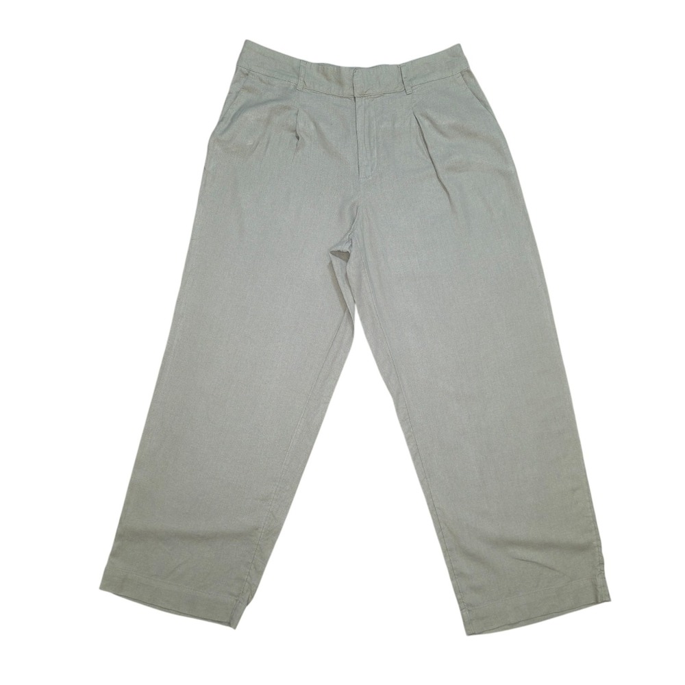 A New Day Linen Blend Wide Leg Pants Womens 12 Sage Green Casual